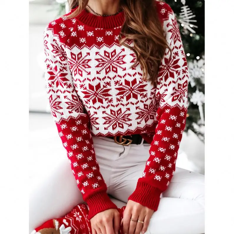 

Wholesale Unisex Knitted Women Couple Family Ladies Merry Christmas Patterned Sweater Sweater Christmas Christmas Sweater Ugly, Any colors as per customer's requirement