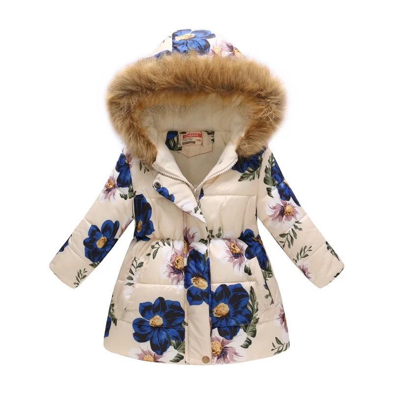 

high quality kids winter flower printed baby girls jacket coat, Picture