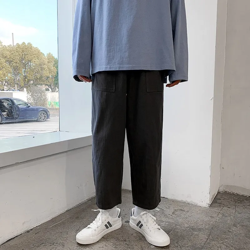 

2020 European and American high street FOG style straight loose fashion men's overalls solid color American street pants