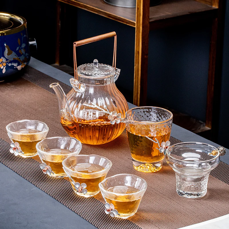

New design heat resistant teapot glass teapot china kongfu tea set tea cup clear glass tea pot with handle, Transparent color