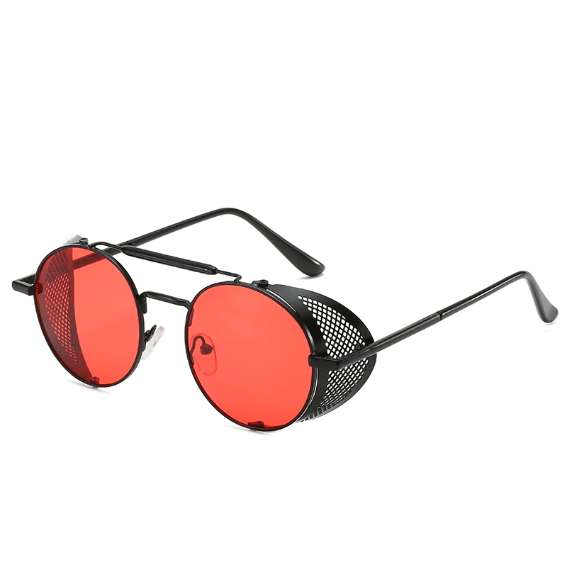 

2021 Round Steampunk Sunglasses Flexible Metal Hollow Sunglasses Men, 9 colors