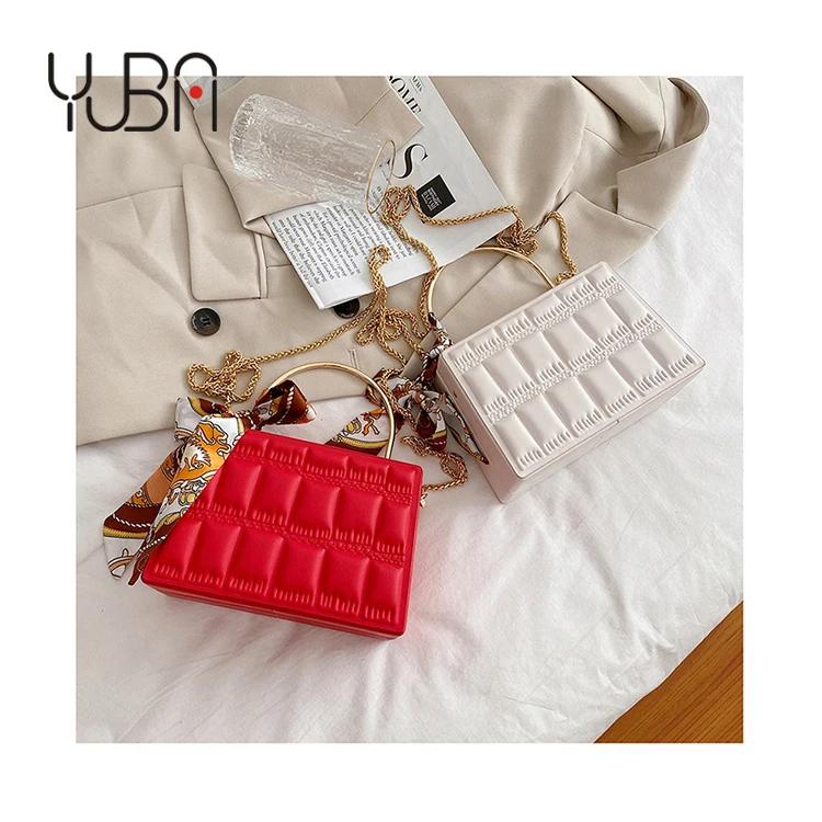

Fashion Plaid small square purses ladies Luxury Chains hand bags 2021 Quilted high quality handbags With Scarves, Customizable