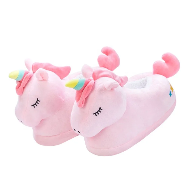 

New design custom popular animal stuffed unicorn plush unicorn winter lady slippers women indoor slipper, Customized color