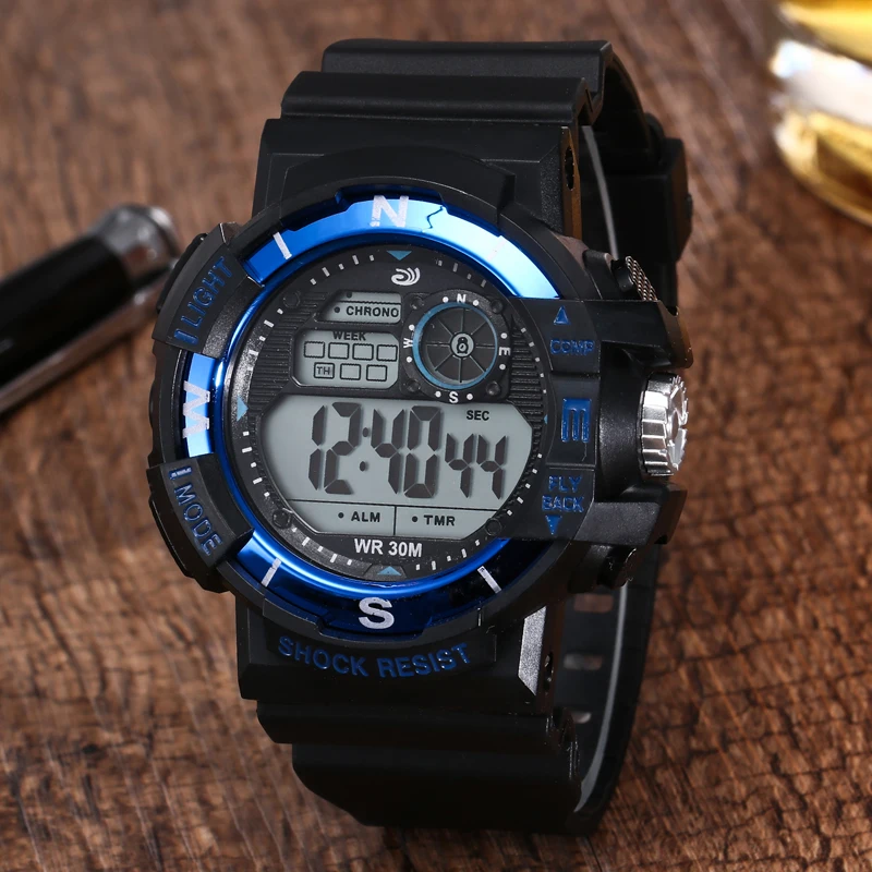 

New hot selling men's student sports watch military watch leisure LED luminous calendar digital multifunctional watch, 6 colors