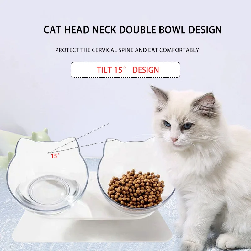 

15 Degree Tilt Protection Cervical Spine Elevated Cat Feeding Bowl Pet Plastic Bowl Pet Feeding Bowl, As the picture shows/or custom color