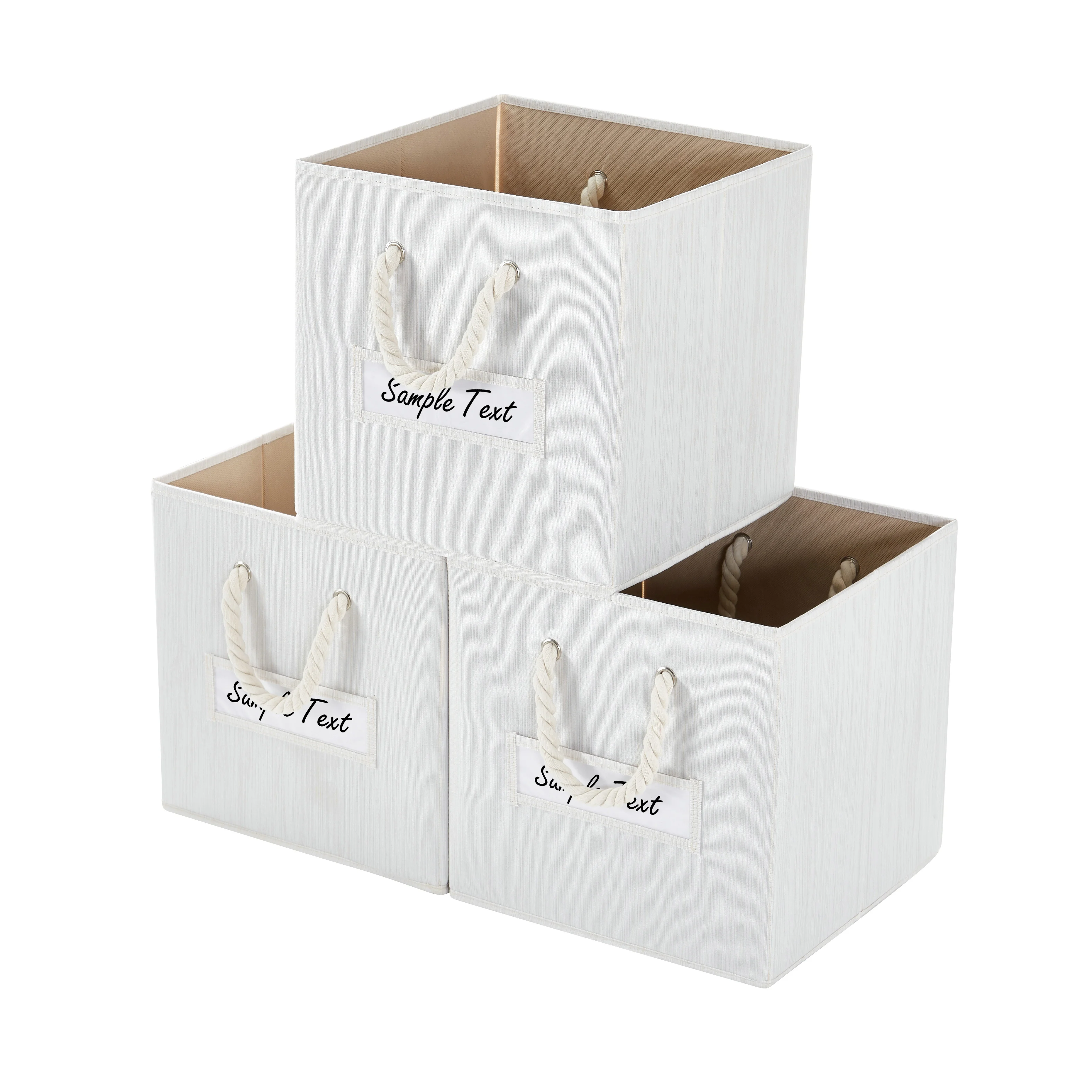 

Foldable Storage Bins 13x13x13 inch for Cube Organizer with Cotton Rope Handles, Collapsible Basket Box Organizer, 3Pack