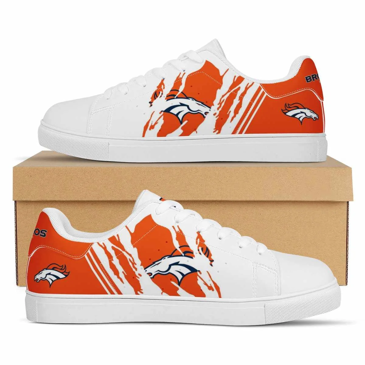 

Wholesale Broncos Custom Print Logo Design Sport shoes Fashion Sport Sneaker Unisex Breathable Hockey Team Casual Shoes