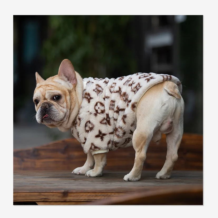 

Winter warm and thickened luxury design brand Printed pet cat dog clothes fur coat