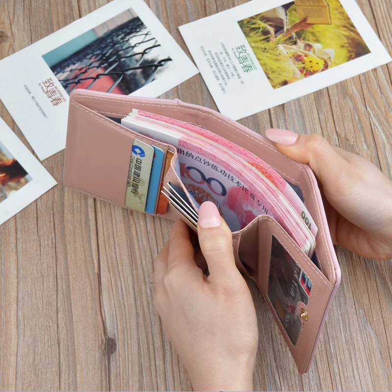 

Low Moq Custom Ladies Purse Pop Up Card Holder Pu Leather Wallet For Women