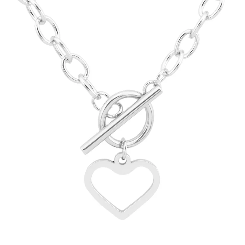 

HongTong Hollow Love Neck Lock Clavicle Chain Necklace Stainless Steel Does Not Fade Chunky Chain Necklace