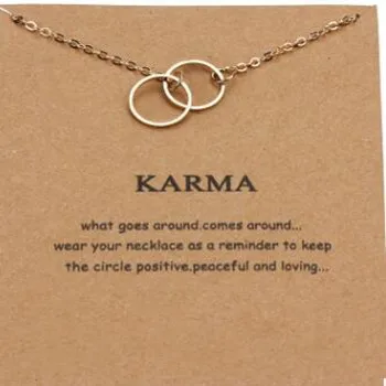 

Rinhoo New Gold Silver Color Karma Double Circle Alloy Choker Pendant Short Necklace Women Lady Jewelry Gift