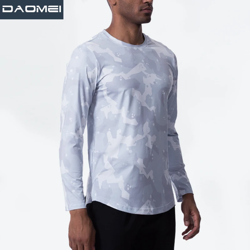 Custom Long Sleeve T Shirt Men Camouflage Sports Shirt Jogging Fitness Training T-shirt Wholesale Sportswear