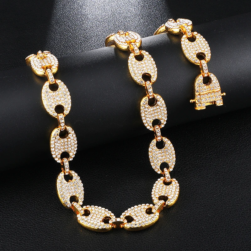 

Trend Iced out Coffee Bean Chain Necklace For Men Fashion Hip hop Jewelry