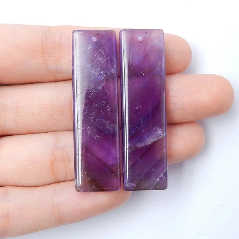 

Beads Polished Natural Amethyst Wholesale China Gemstone for Making Earrings 45x13x4mm 11.6g