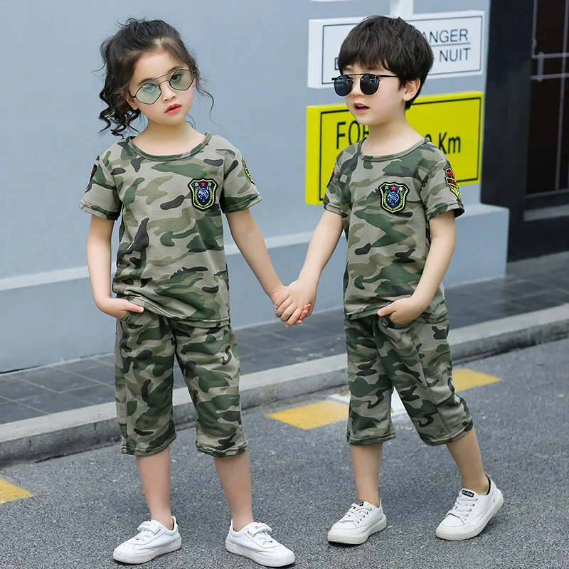 

Kid Summer Clothing Sets Baby Camouflage Military Uniform Casual Training Wear Boy Girl Toddler Outfits Baby Children Clothes