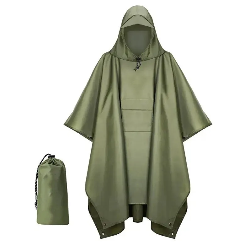 

portable Waterproof Hooded Rain Poncho 3 in1 Lightweight raincoat for hiking and camping raincoat