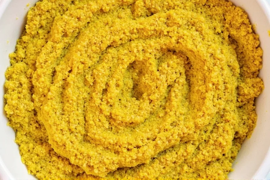 Healthy meal preparation showing mustard being used in a salad dressing recipe