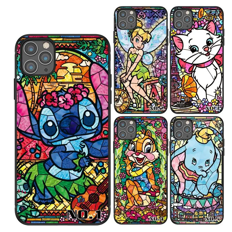 

Cute Cartoon Mickey Mouse Donald Duck Princess Puzzle Black TPU Printing Phone Case For iPhone 11 11Pro 11Pro 12 MAX Case
