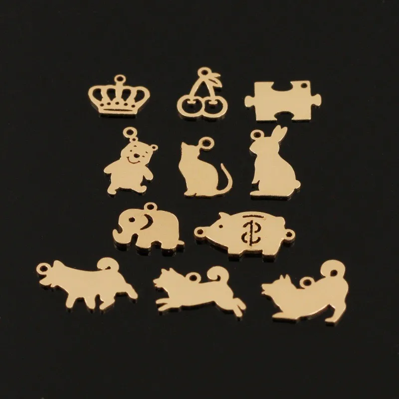 Timy 14k Gold Filled Animal Elephant Pig Charms Pendants for DIY Custom Permanent Jewelry Bracelet Making Accessories
