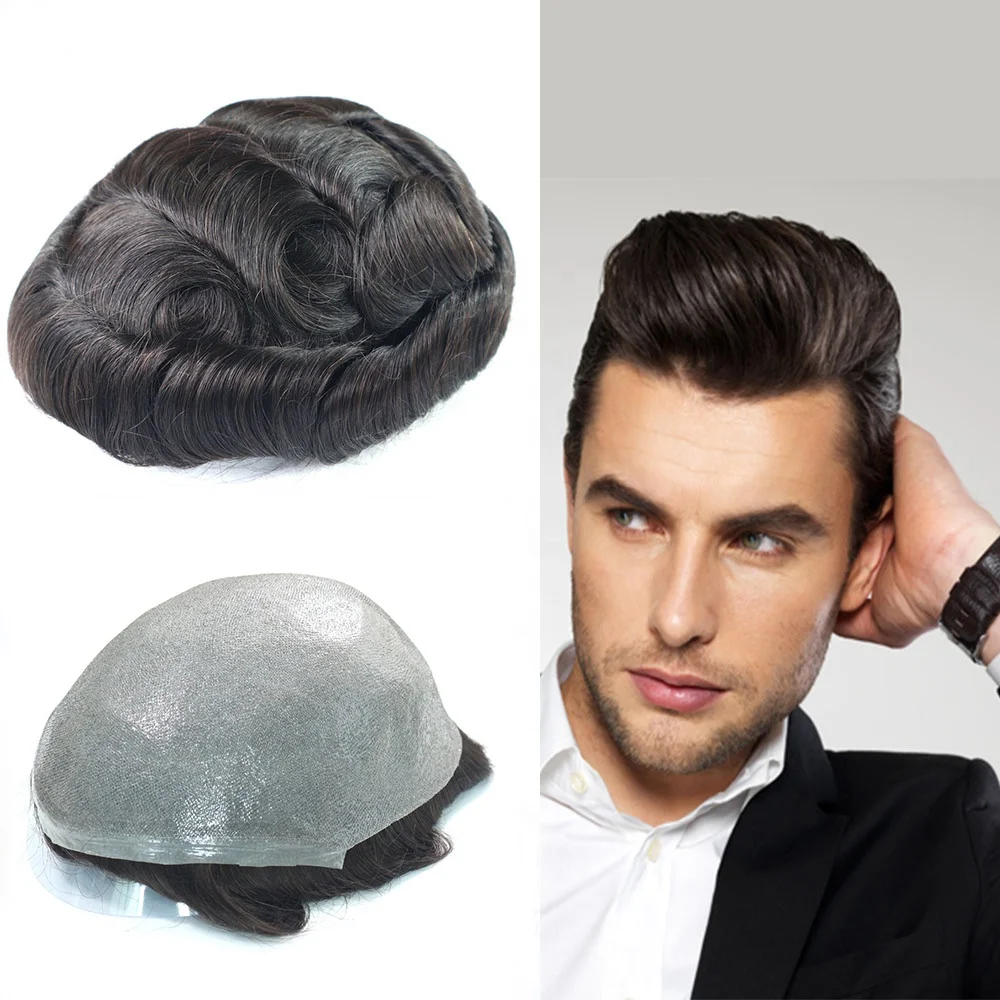 

High Quality Most Natural Hair Replacement Invisible Hairline Super Thin Skin Man Human Hair Toupee ;TOP SELLER-3