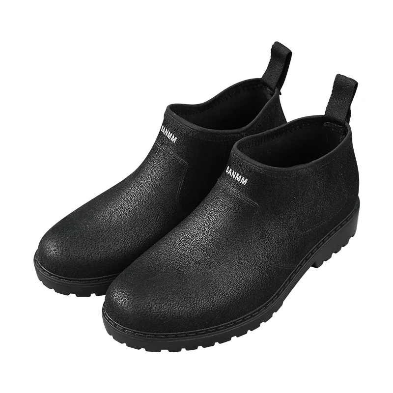 

Fahion thick sole soft material comfortable water shoes flat light weight water proof wear resistant plastic PVC ankle boots for, Black and blue
