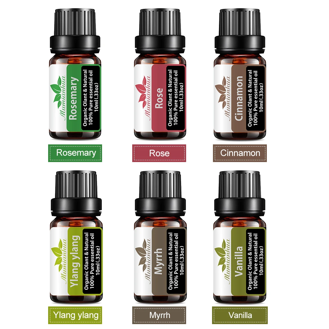 

wholesale 100%natrual essential oil suit 6pcs/sets skin beauty oil moisturizer for personal skincare Rosemary Rose Ylang ylang