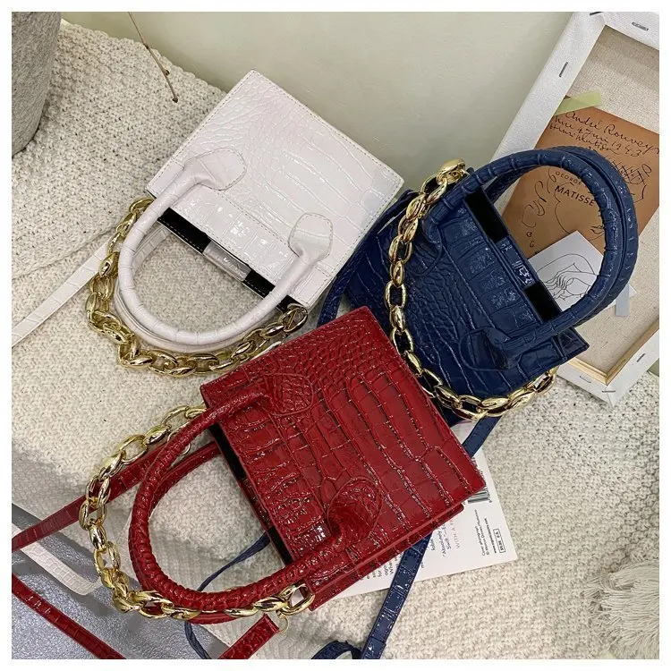 

TS9389 Wholesale new designer mini crocodile embossed handbag women pu leather alligator crossbody purse with chain