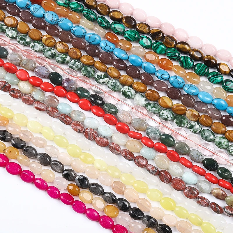 

Wholesale  Natural Crystal Agate Quartz Stone Egg Shape Oval Loose Beads DIY Bracelet Necklace