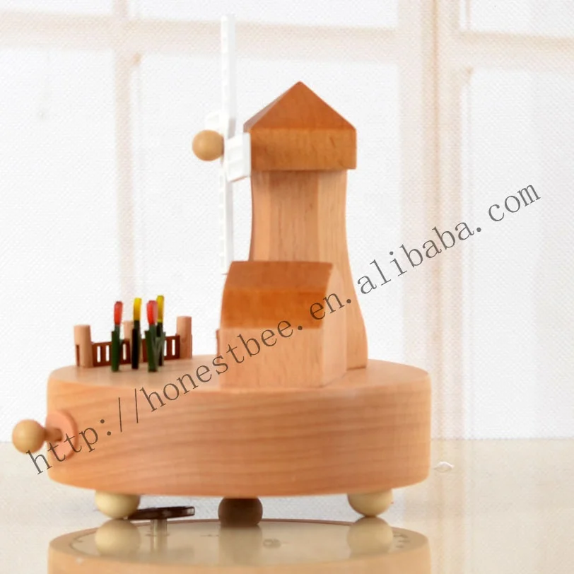 Windmill Christmas Train Wooden Musical Boxes Carousel Movements
