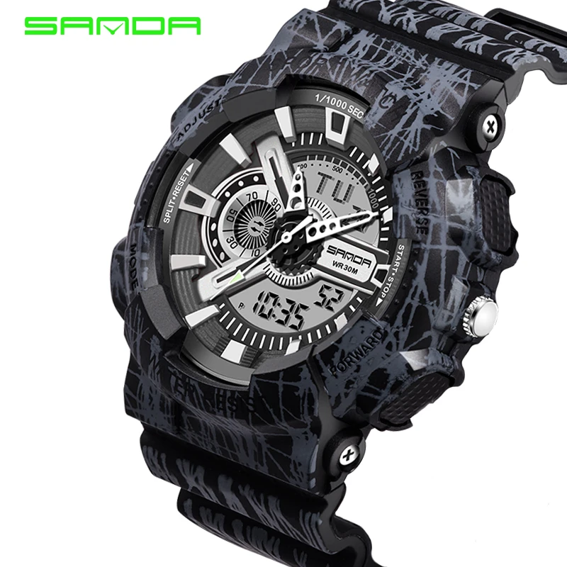 

SANDA Fashion Colorful Men Women Sport Outdoor Digital Analog Alarm 30M Waterproof Military Watches