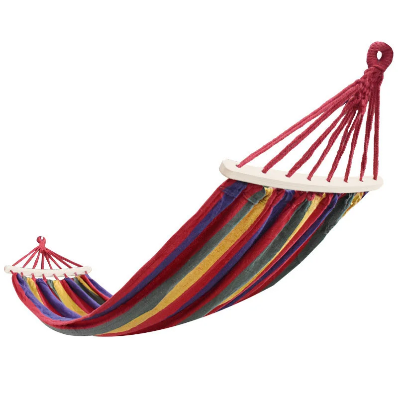 

Anti-rollover single double outdoor hammock swing with wooden sticks