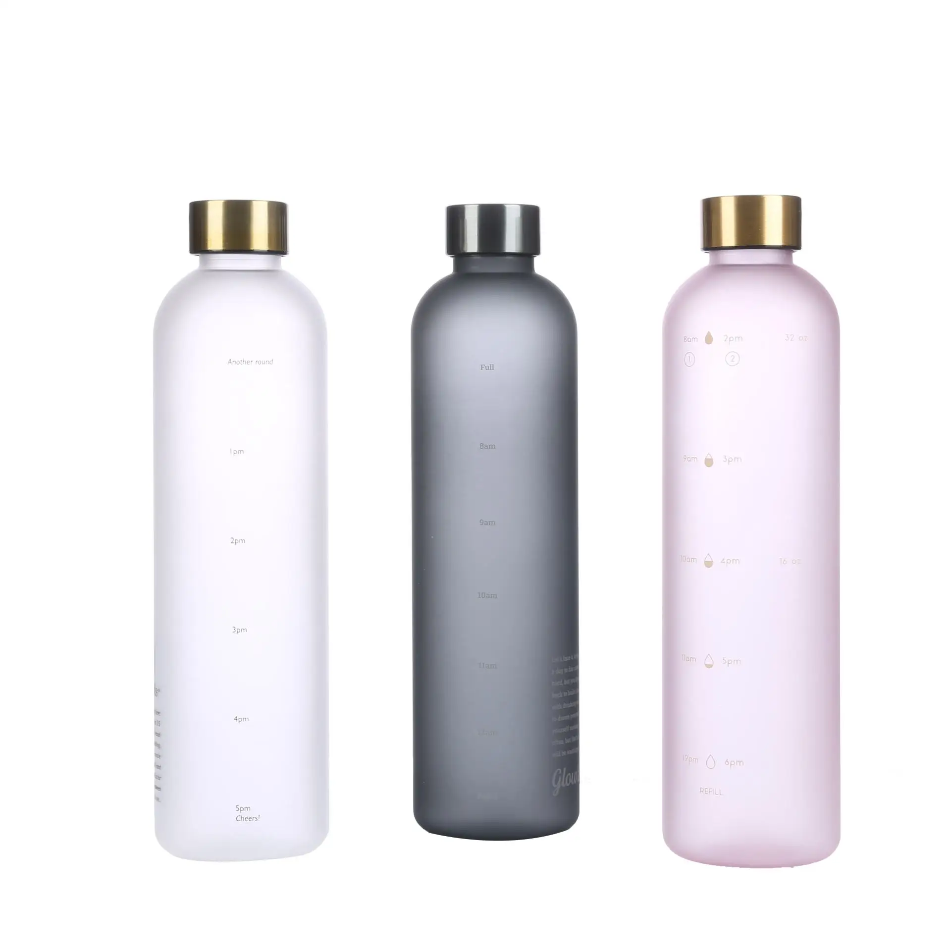 

32oz 1000ml eco friendly bpa free borosilicate glass water bottle frosted sport gym water bottle with time marker