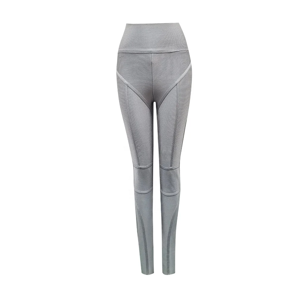 

Celebrity Style Kylie Jenner Gray Rayon Bandage Pants for sexy slick chick women clothing supplier in guangzhou F1837