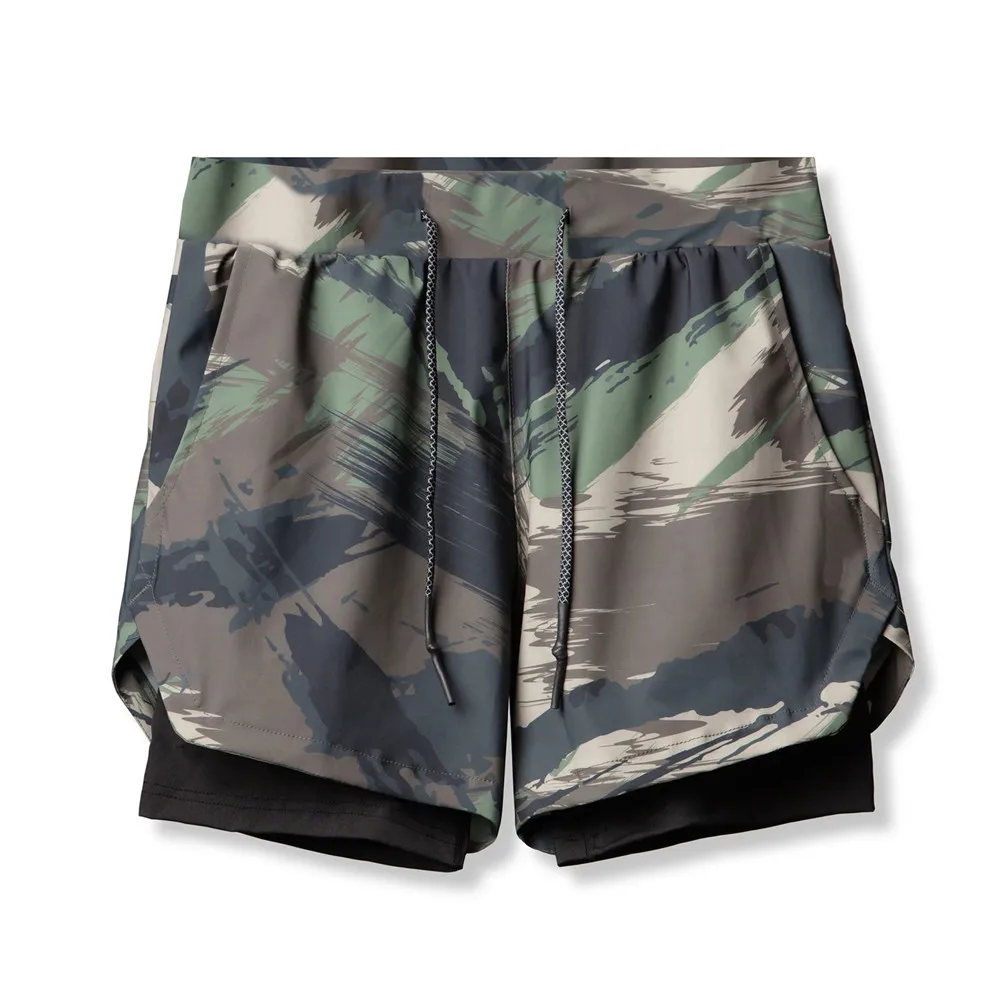 

Camo Printed Running Shorts Sports Gym Fitness Shorts Quick Dry 2 in 1 Compression Mens Jogger Shorts, 5 colors