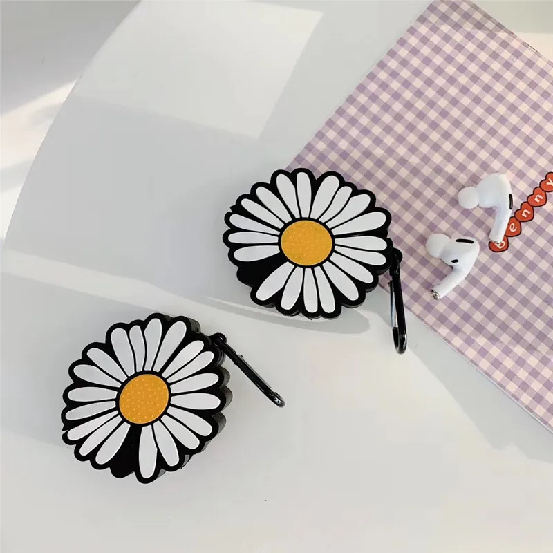 

Wholesale Fashion Custom Girl Daisy Flower Case de Protective Case Soft Silicone Cover Holder Funda for Airpods 1 2