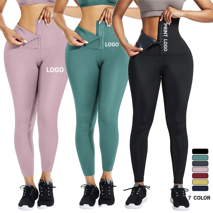 

2020 Custom Logo Adjustable Hooks Waist Trainer Leggings Elasticity High Waist Butt Lifter Hip Women Yoga Pants