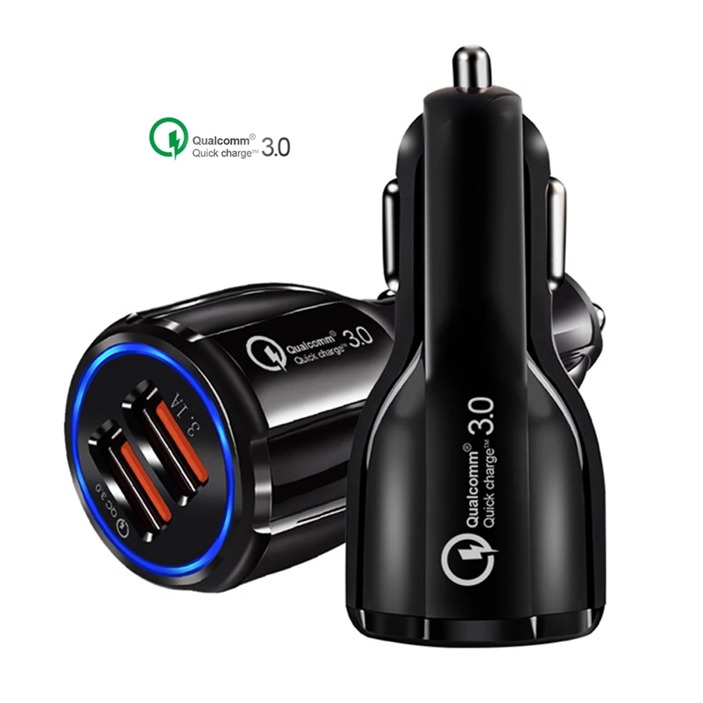 

CE/Rosh/FCC Car USB Charger Mobile Phone Charger 2 Port Fast Car Charger for iPhone Samsung, Black white