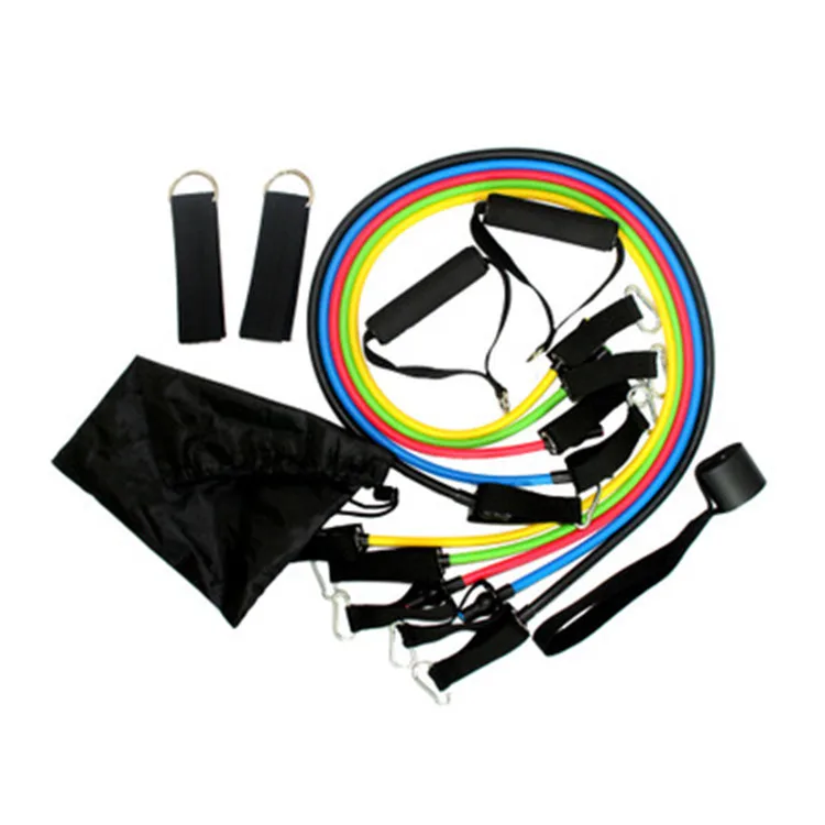 

Body Building ligas de resistencia Strength Training Fitness 11 pcs Resistance Band Set, Yellow+green+red+blue+black