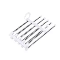 

Multi-Layer Hanging Pants 5 in 1 Pants Rack Stainless Steel Pants Hangers Folding Storage Rack Space Saver Storage for Trousers