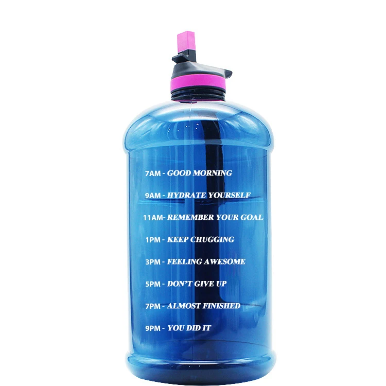 Wholesale Straw 1 Gallon Water Bottles Sport Petg Plastic Botella De Agua With Motivational Time