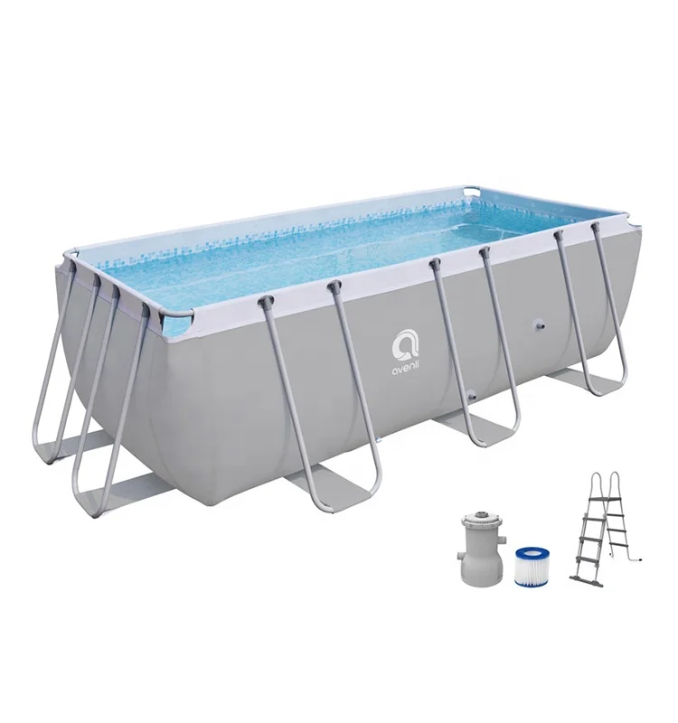 

Jilong Avenli 13' Passaat Grey Rectangular steel frame pool portable container swimming pool for kids