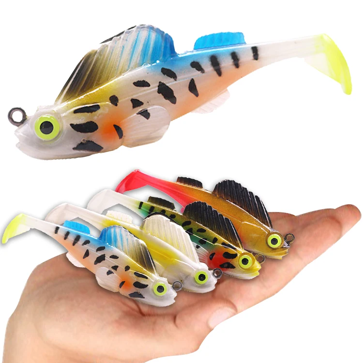 

70mm Artificial Ocean Rock Sea Bass Wobblers Bait Sinking Soft Shad Fishing Lure with Lead Hook