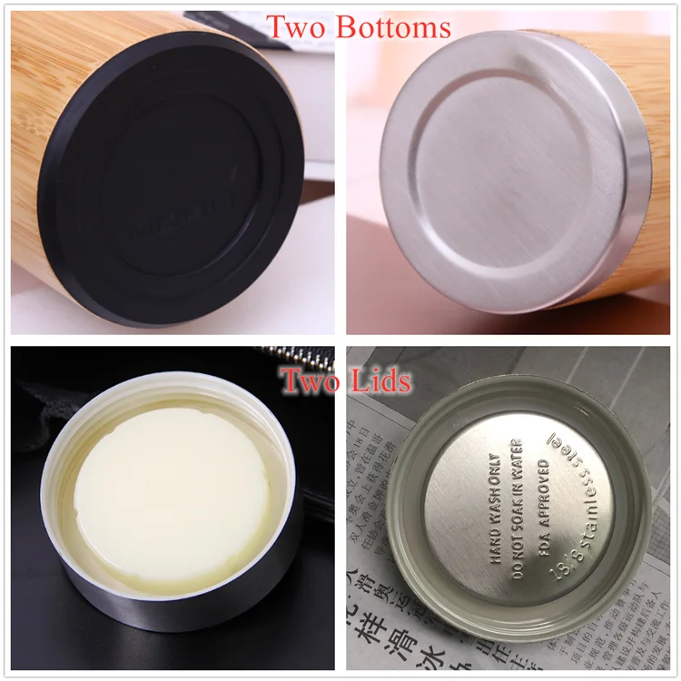 Private Label 500ml Stainless Steel Bamboo Water Bottle 18/8 Bamboo Tea Infuser Bottle Tumbler for Gift