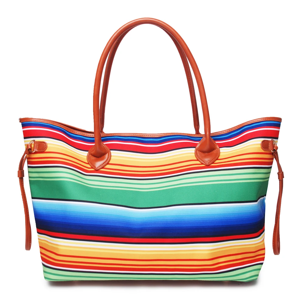 

RTS Wholesale Striped Tote Bag Serape Weekender Bag Tribal Women Handbag Rainbow Carry All Travel Shoulder BagDOM1167, Accept custom made