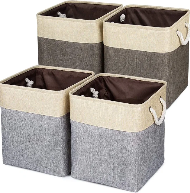 

Foldable Rectangular cotton Fabric Storage Box Cubes Containers with Handles Collapsible Large Toy Storage Box, Customized color