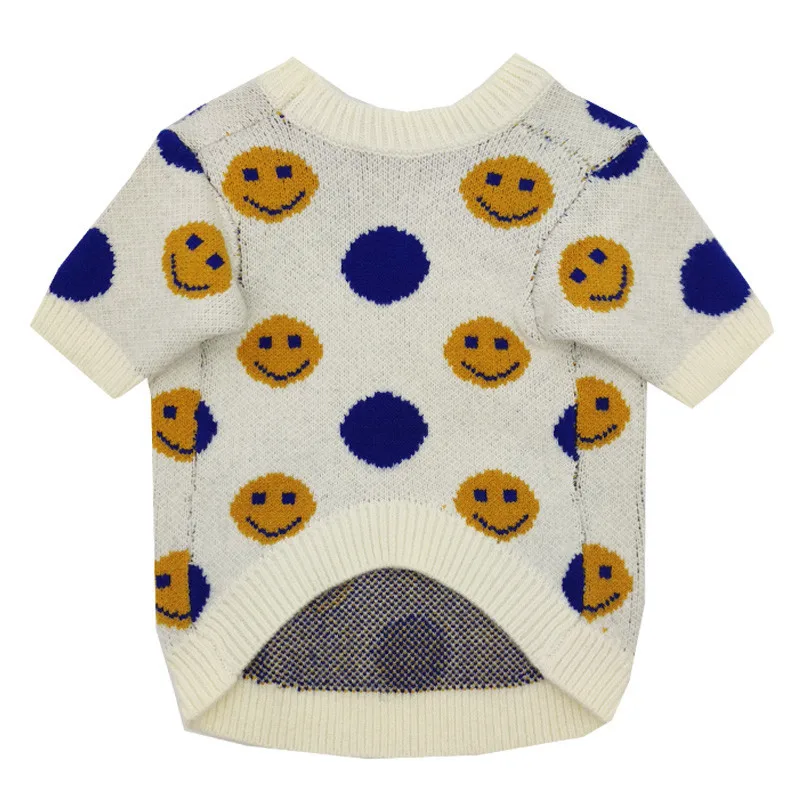 

Fashion Smile Face Pet jumper Sweater Dog clothes Autumn Winter Sweater for Small and Medium Teddy Dogs, As picture