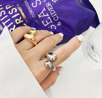 

Golden Dome Ring Large Opening Finger Ring Thick Round Ring for Women