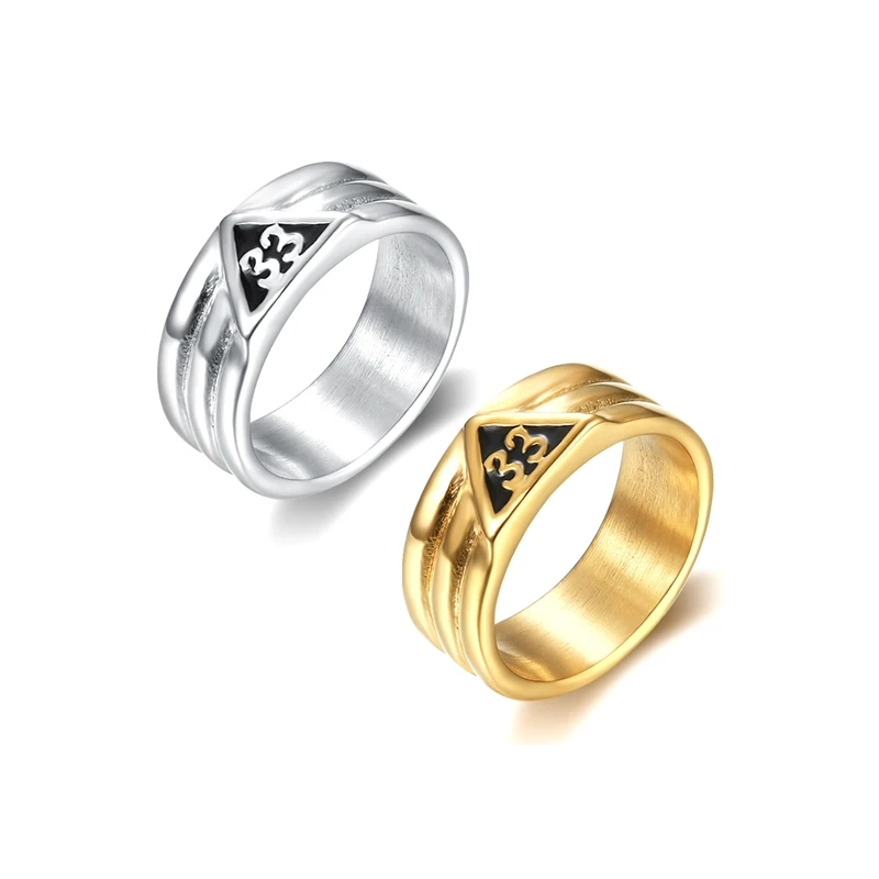 

Custom Desgin Gold Plated 33rd Degree Stainless Steel Masonic Ring, Gold/silver