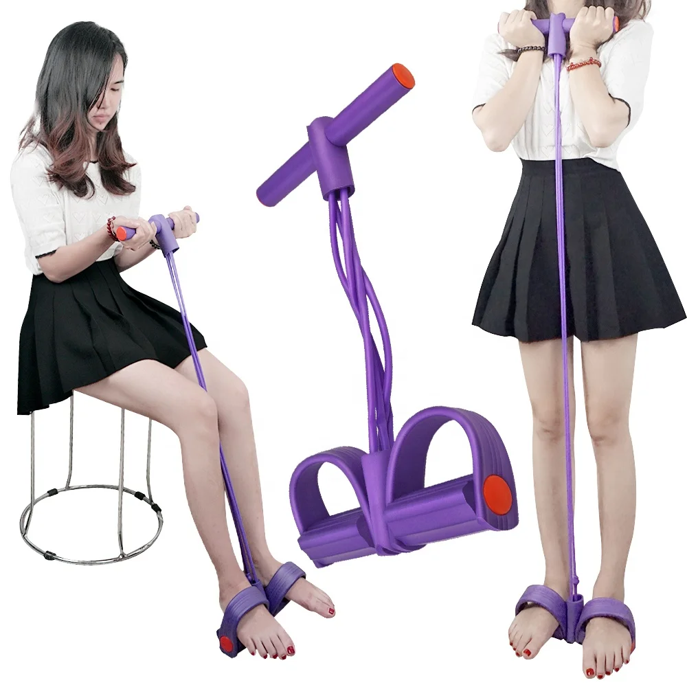 

Four Stretch Latex Tubes Multifunction Tension Rope Resistance Band Yoga Pedal Tensioner, Pink, purple, red, blue