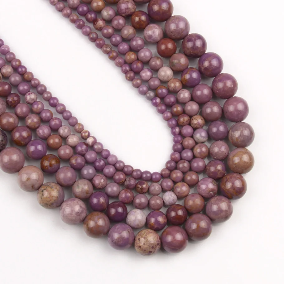 

Wholesale Natural Round 4/5/6/8/10mm Purple Mica Stone Loose Beads For Jewelry Making DIY